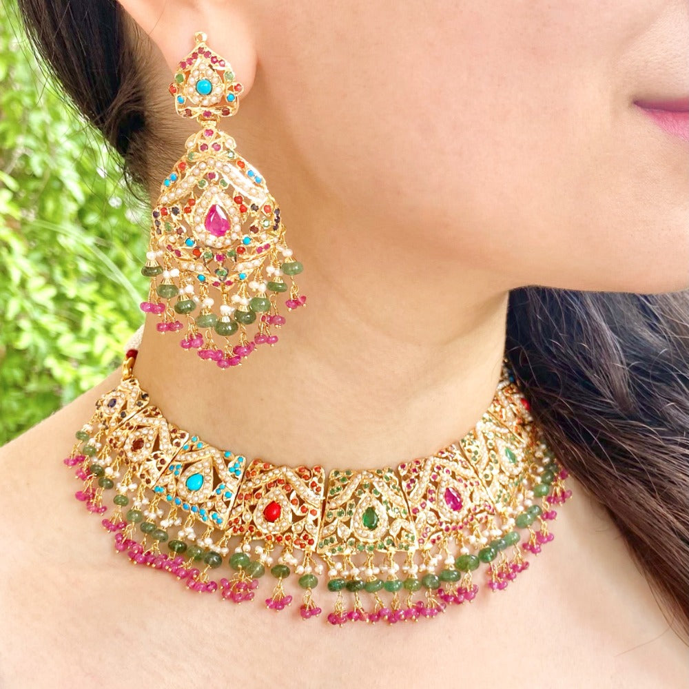 heavy looks navrattan gold set
