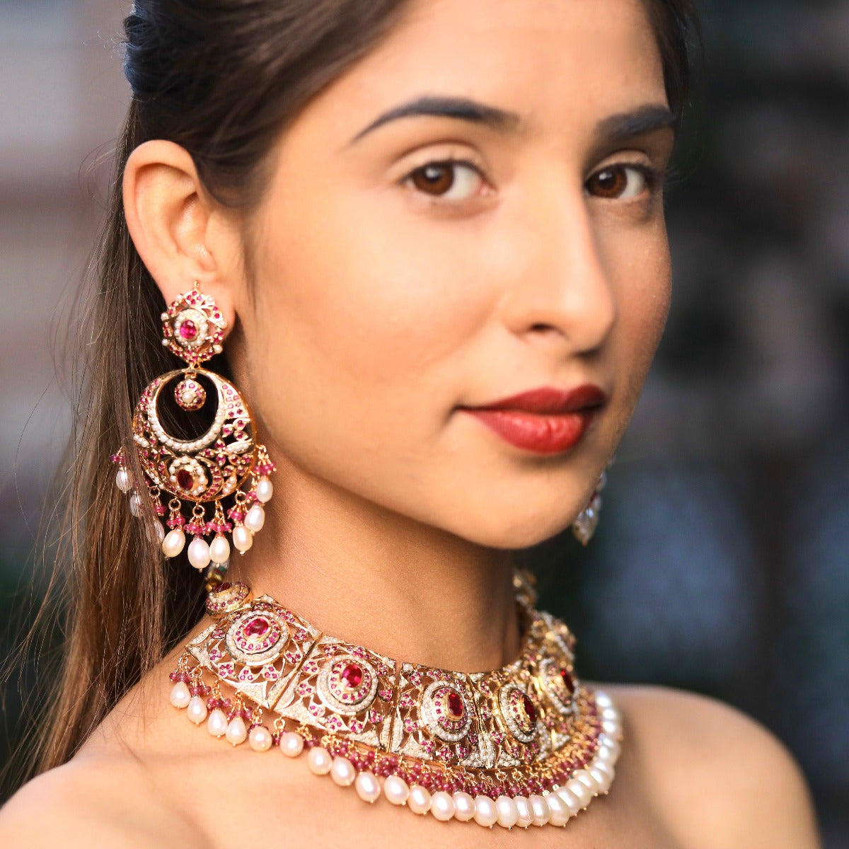 ruby pearl bridal set