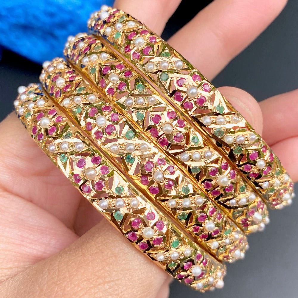 traditional indian gold bangles with stones
