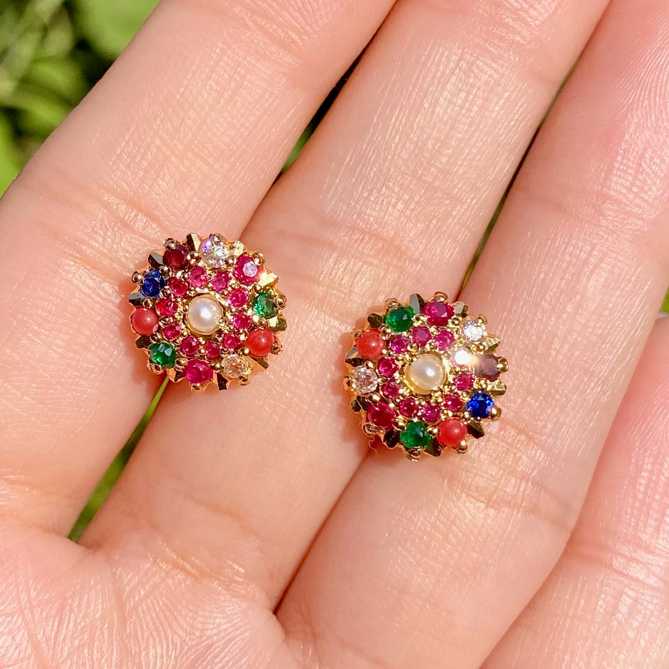 Navaratna Pendant Set | 925 Silver | Gold Polished in 22k Color PS 039