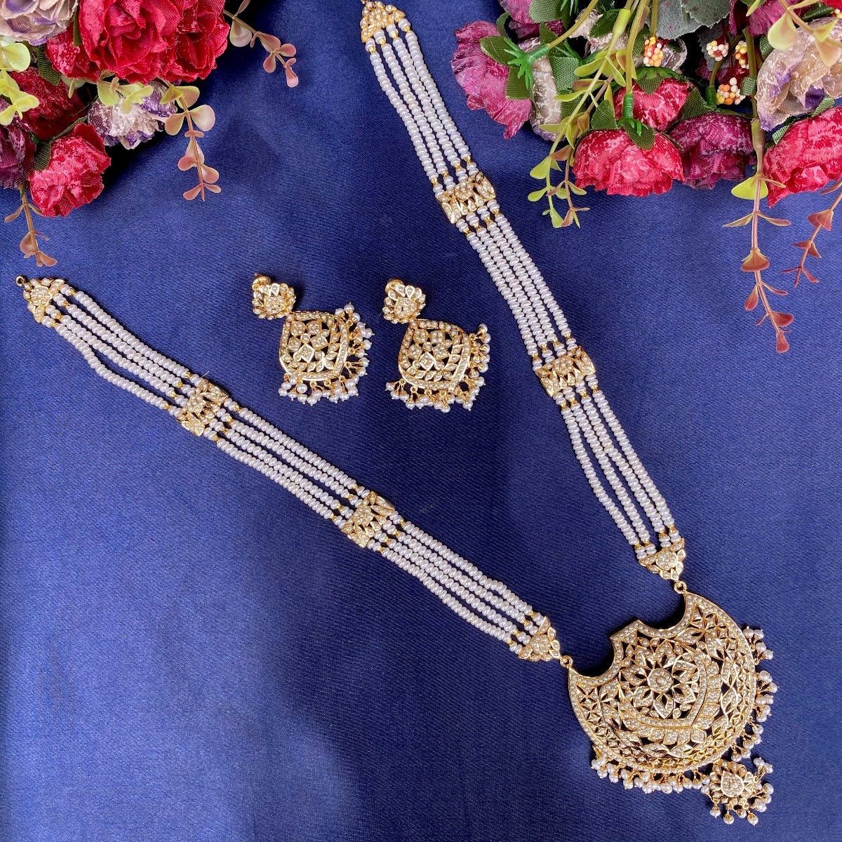 long pearl necklace set