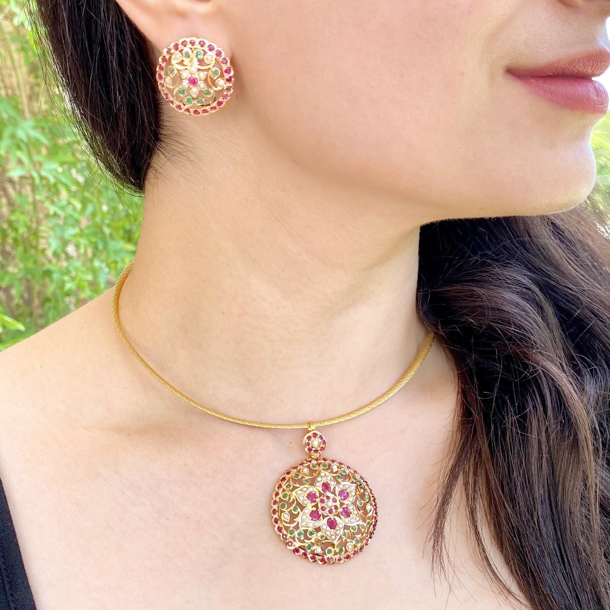 real gold pendant set dubai online