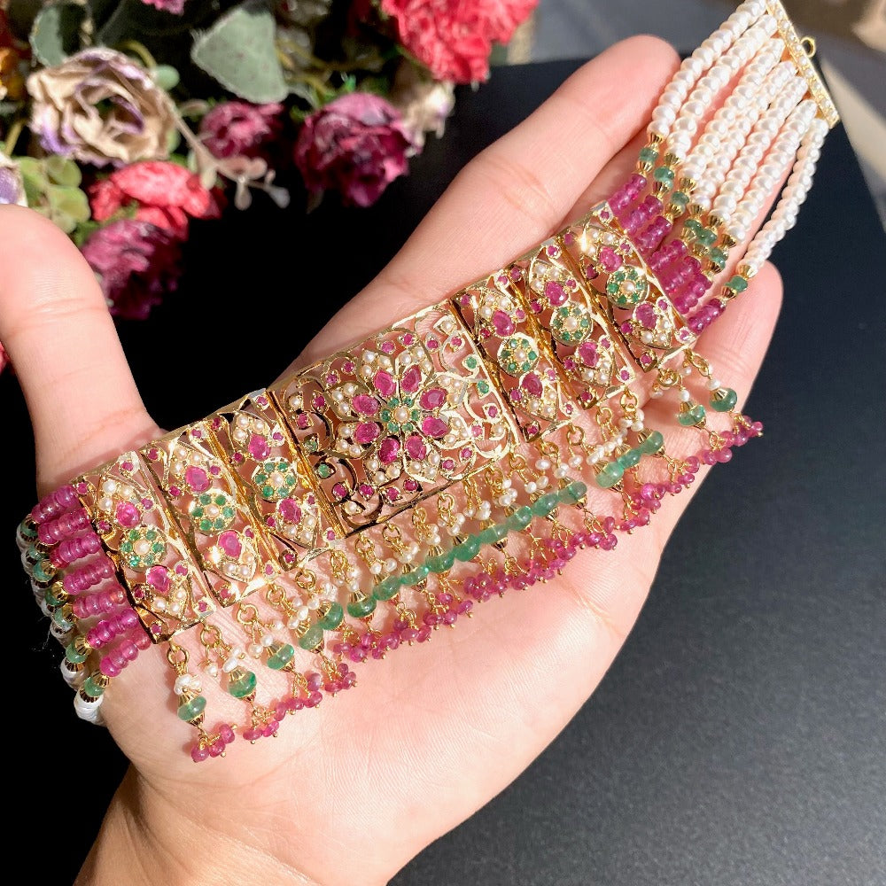 indian ruby emerald choker