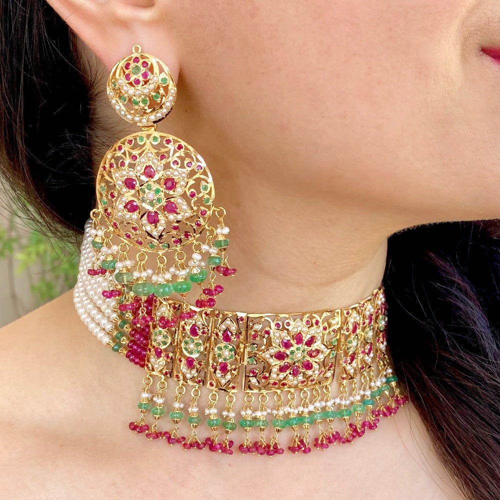 indian ruby emerald choker