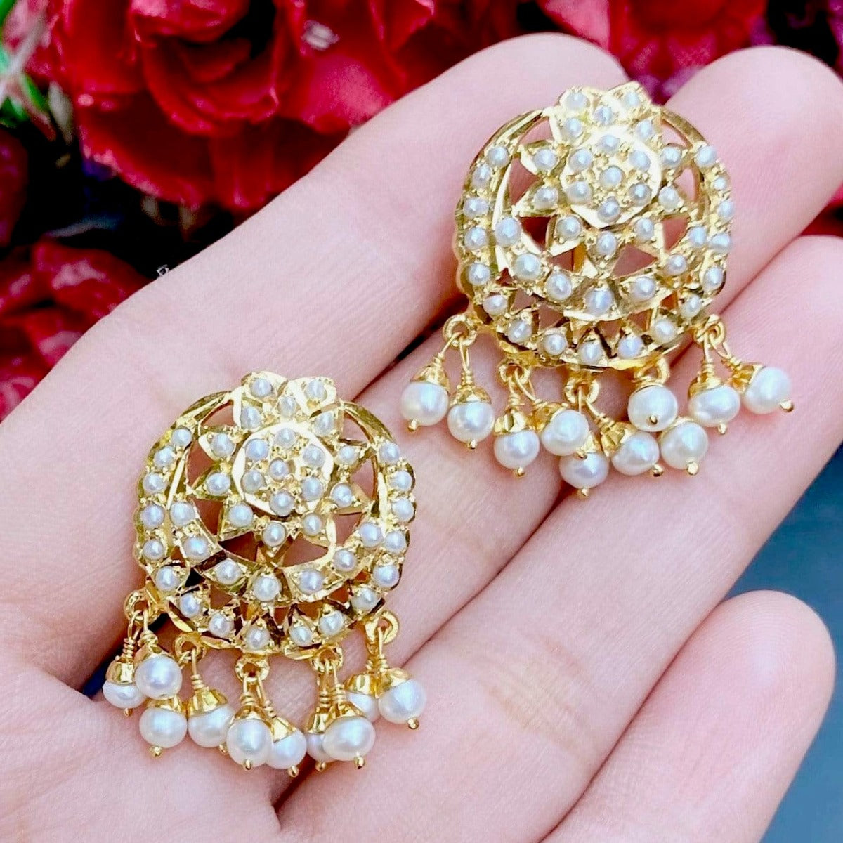 Pearl Jewelry Sets | Gold Plated Sterling Silver | Pendant & Earrings PS 071