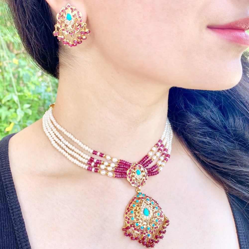 ruby feroza choker set in dubai