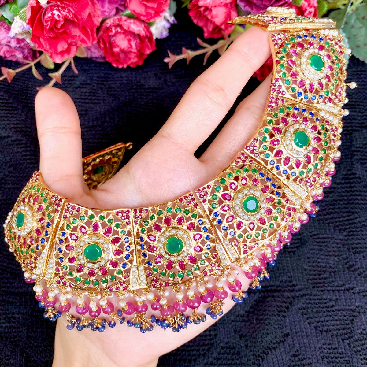 heavy jadau necklace