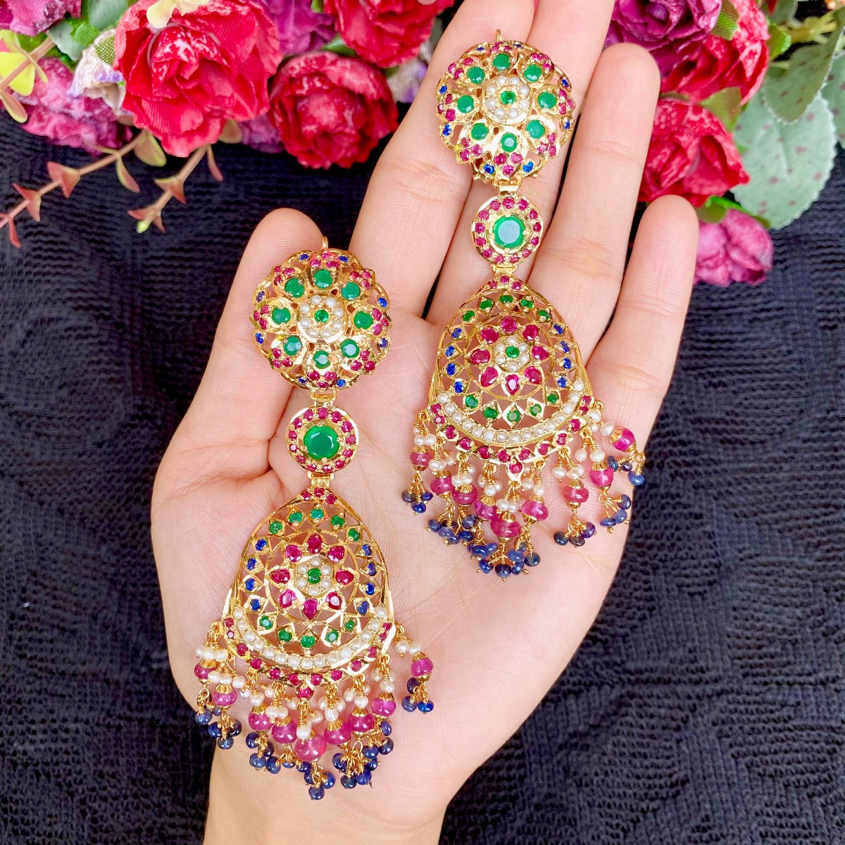 pakistani statement earrings jadau