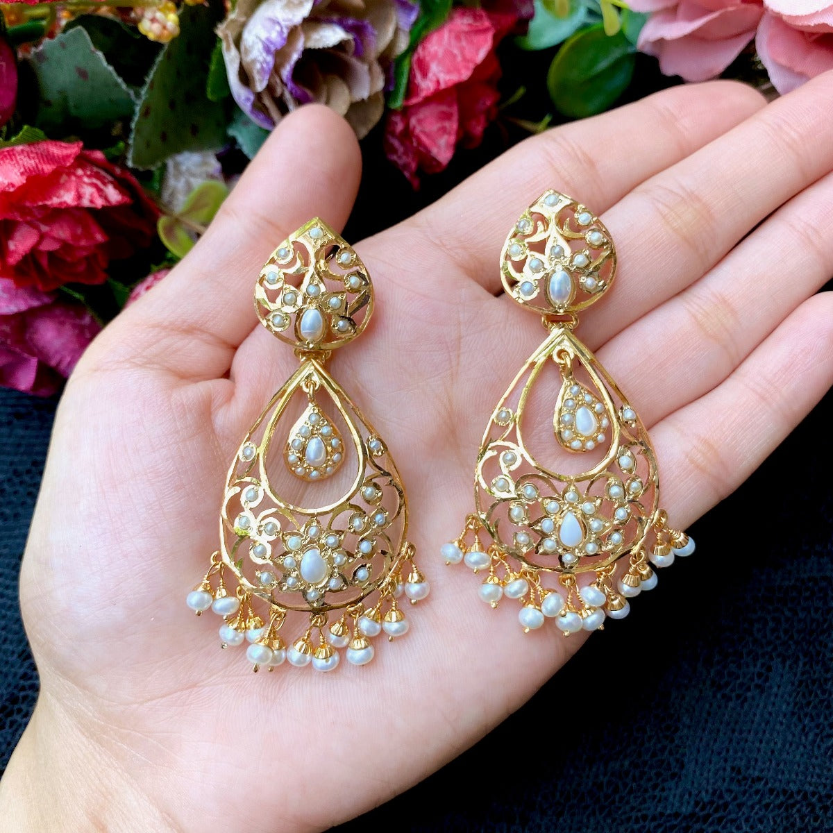 Gold Plated Silver Necklace Set | Authentic Pearl Jewellery NS 084