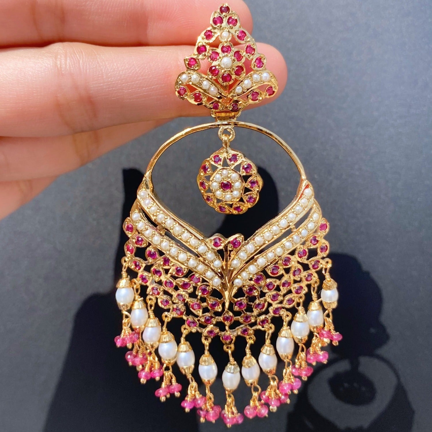 long mughal chandbali earrings