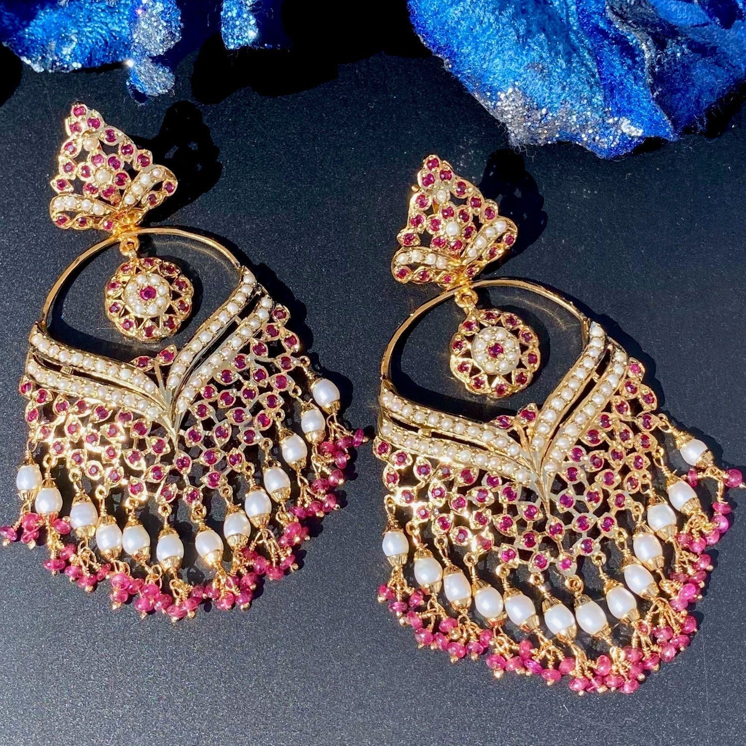 long Jadau chandbali jewellery
