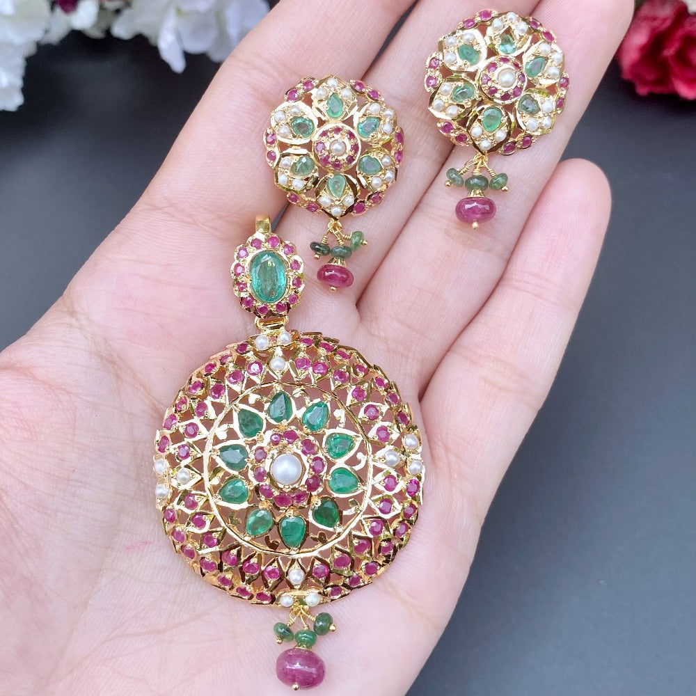 jadau pendant set gold online