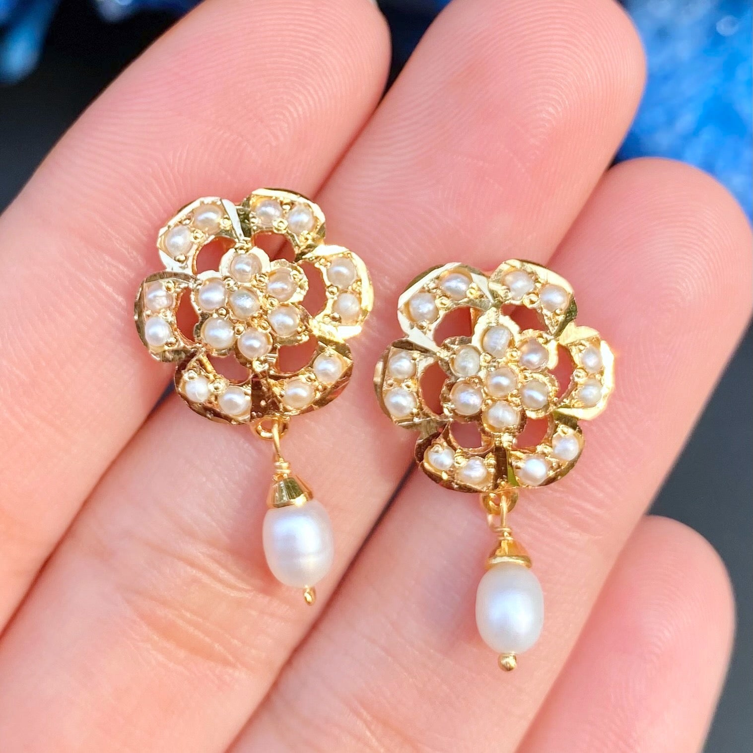 gold plated pearl tops