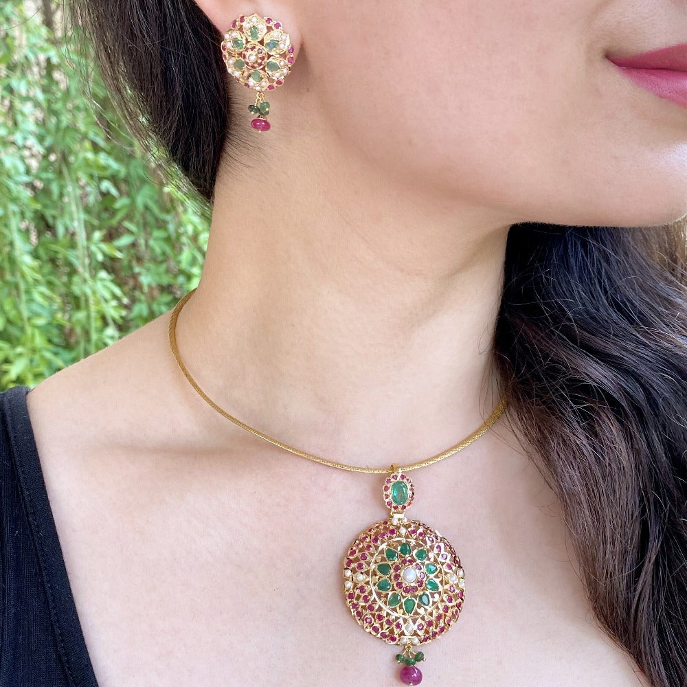 jadau pendant set gold online