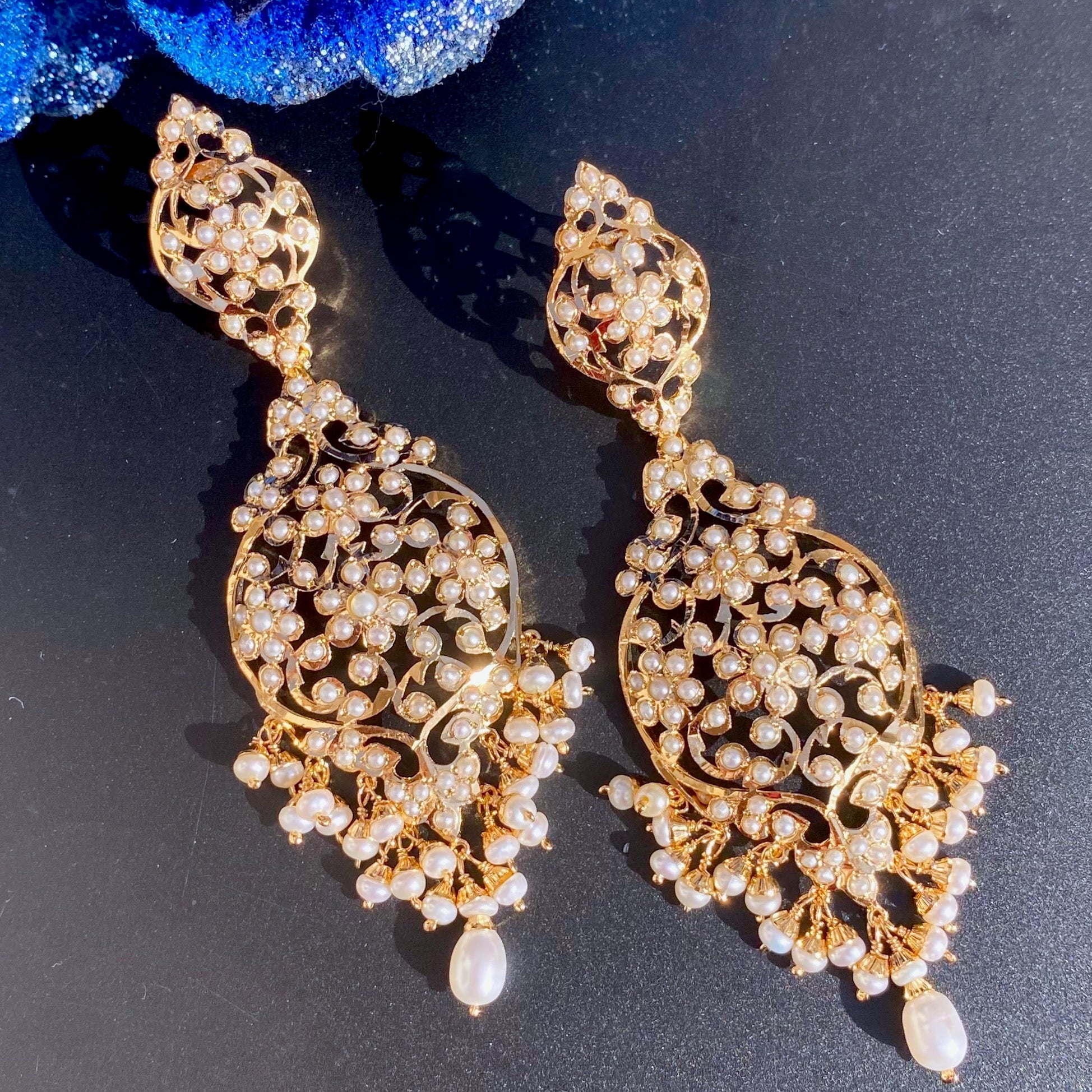 Victorian Pearl Dangles | Indo-Western Earrings for Women ER 562