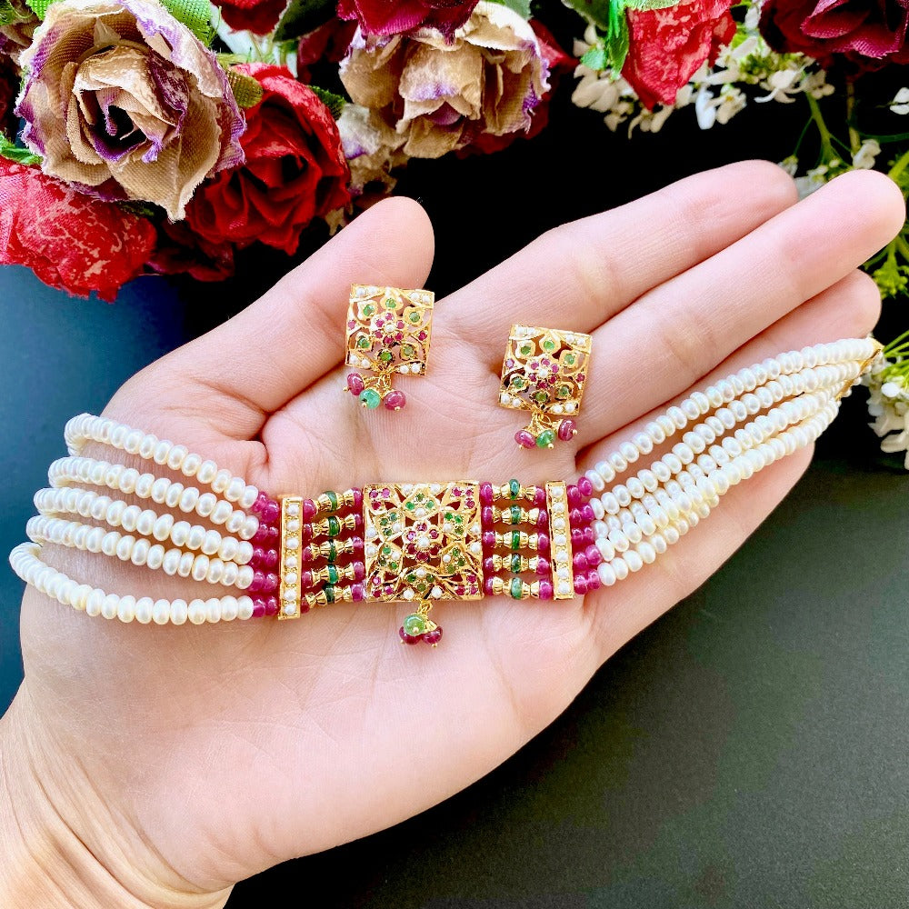 classy jadau choker set in real gold