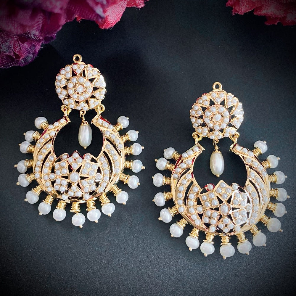 pearl chandbali earrings in 22k gold ger 014
