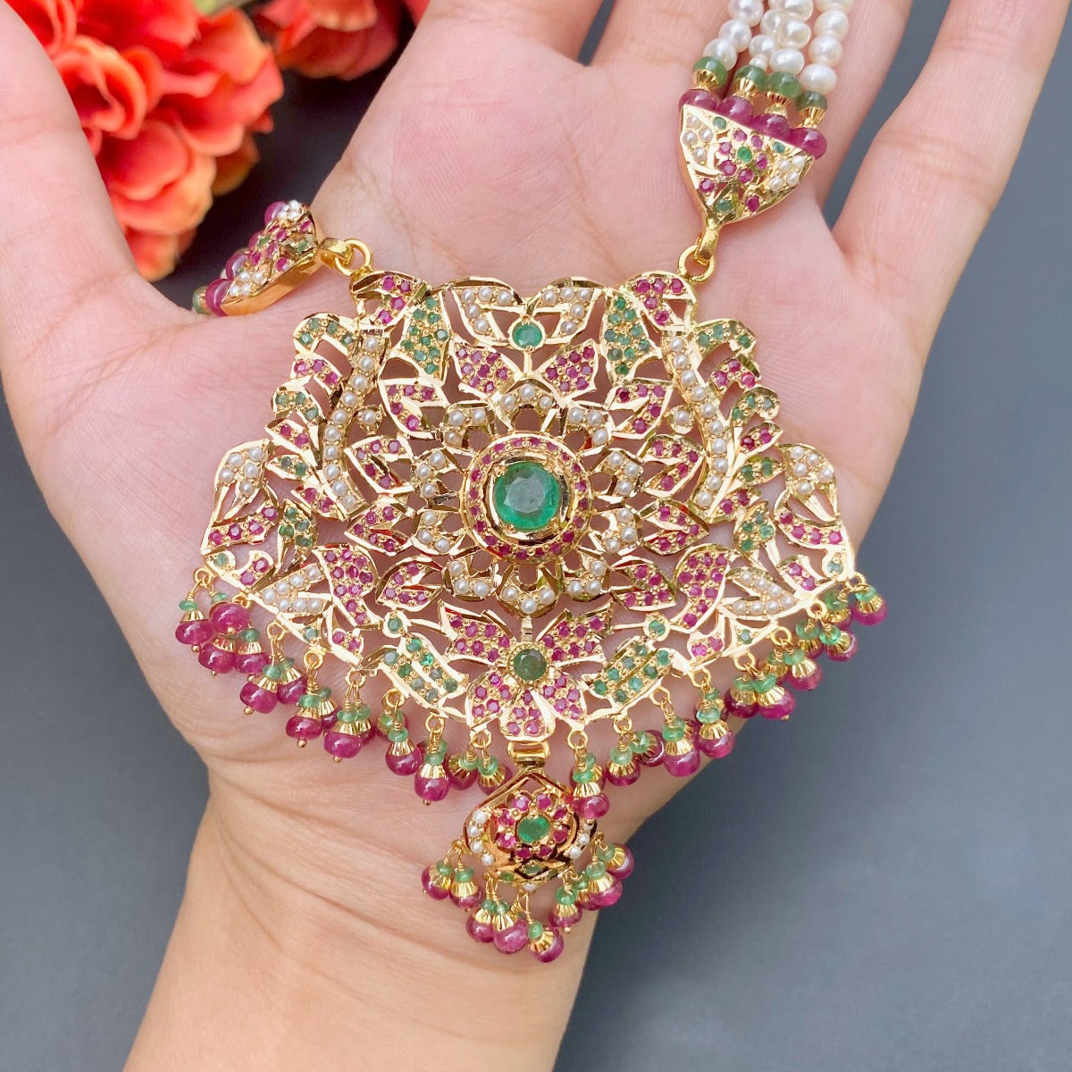 pakistani rani haar set gold