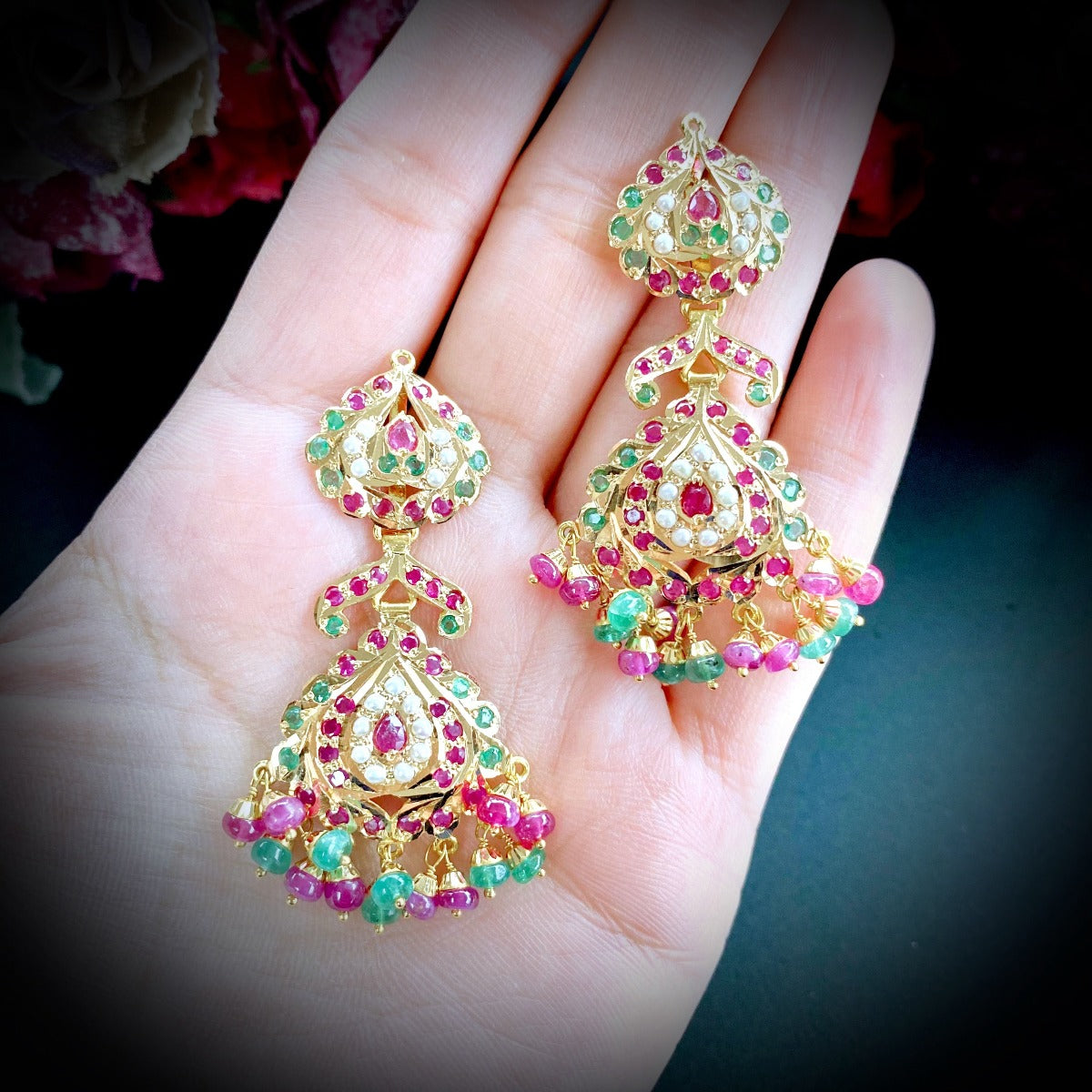 heavy jadau necklace set in 22k gold