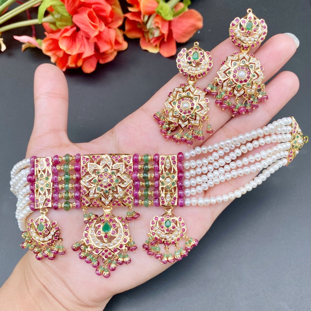 real gold jadau choker set