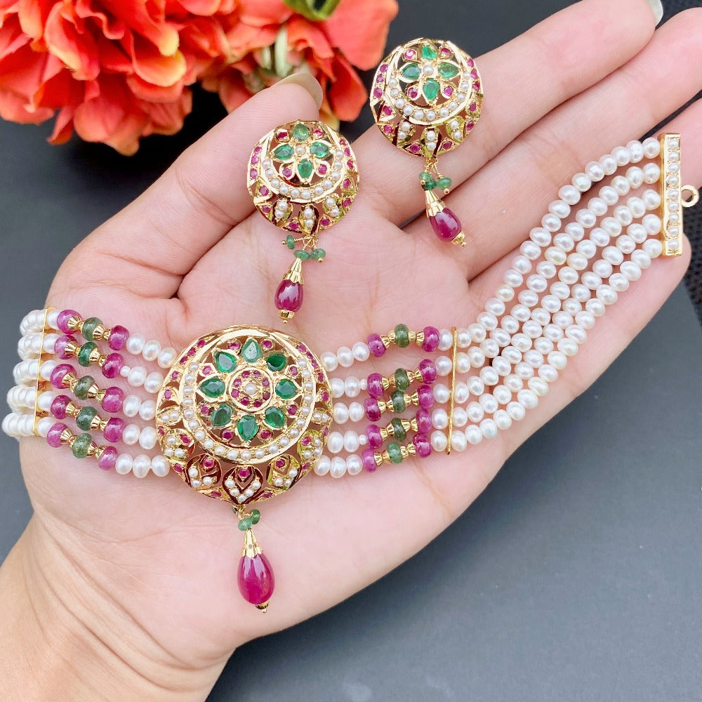 pakistani choker set gold