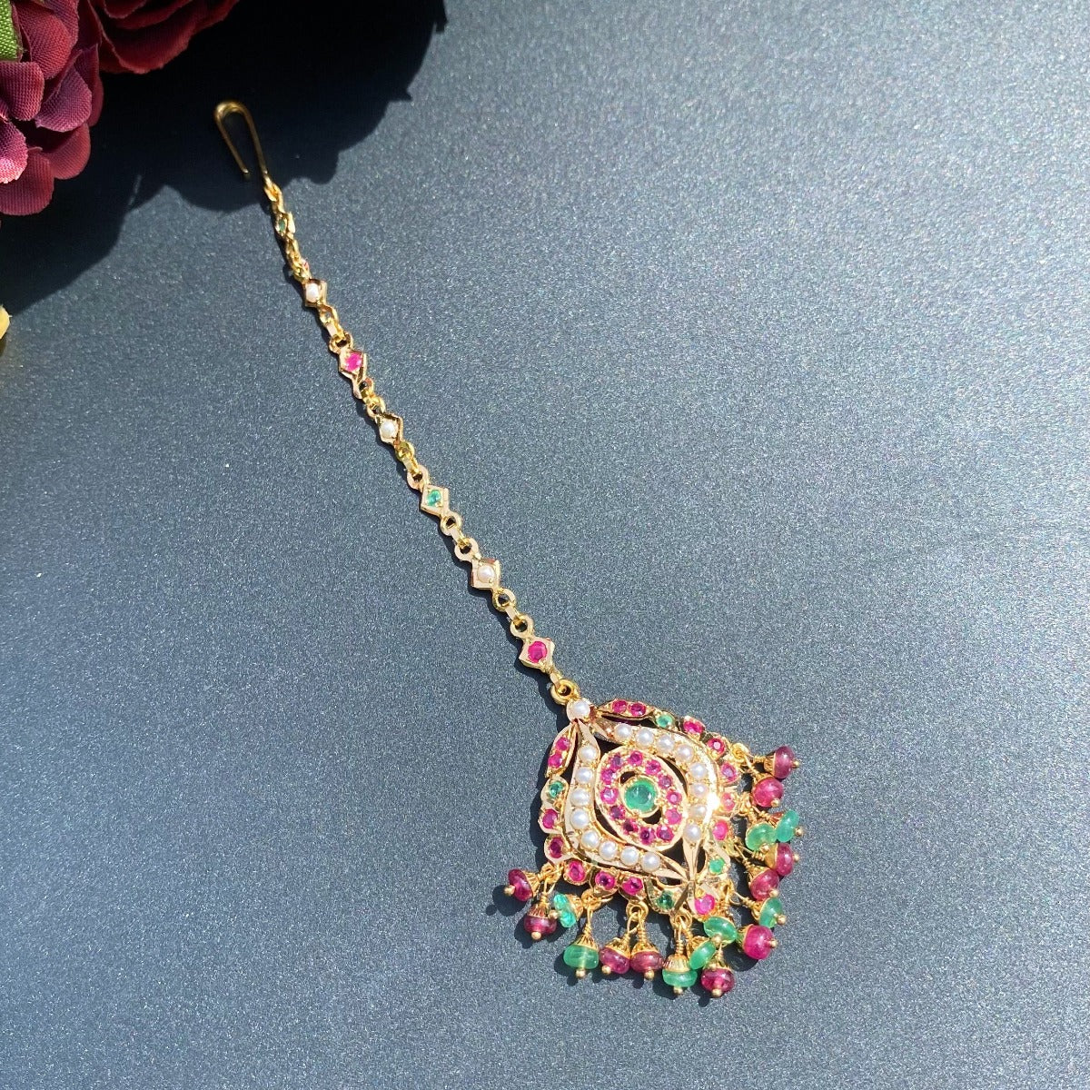 22k gold maang teeka indian