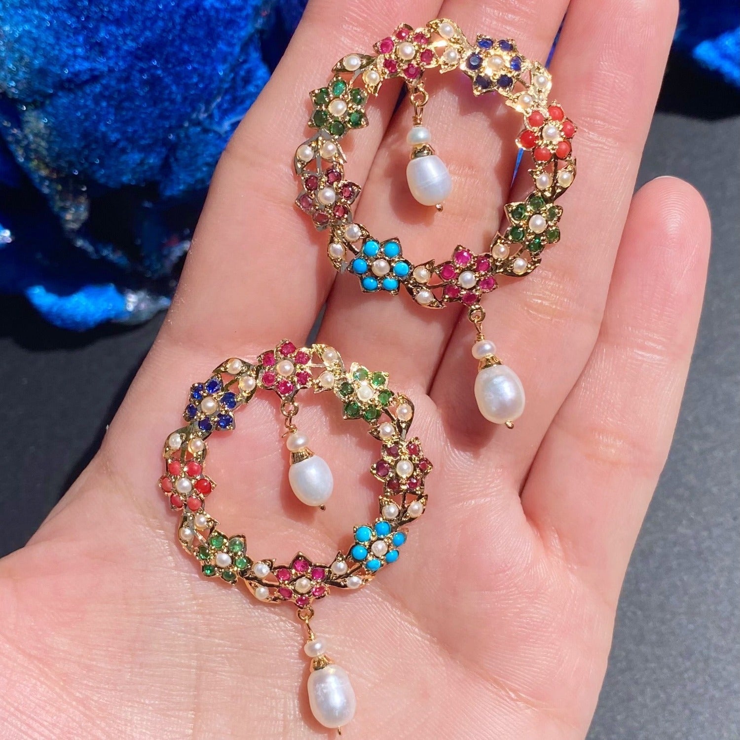 Navaratna earrings