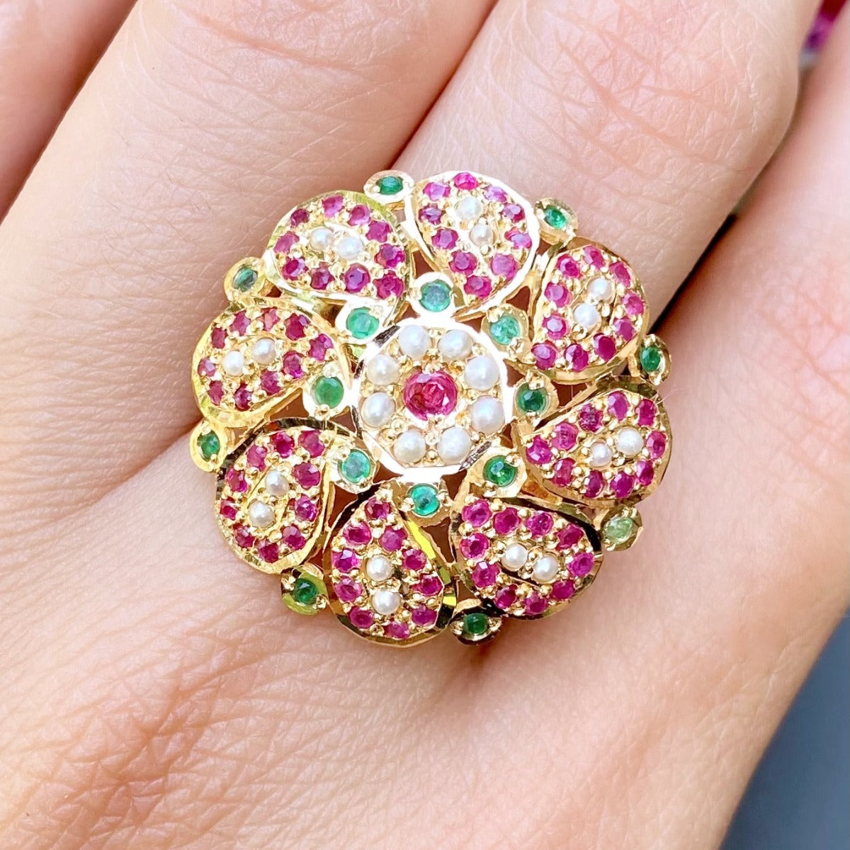 premium 22k gold jadau ring