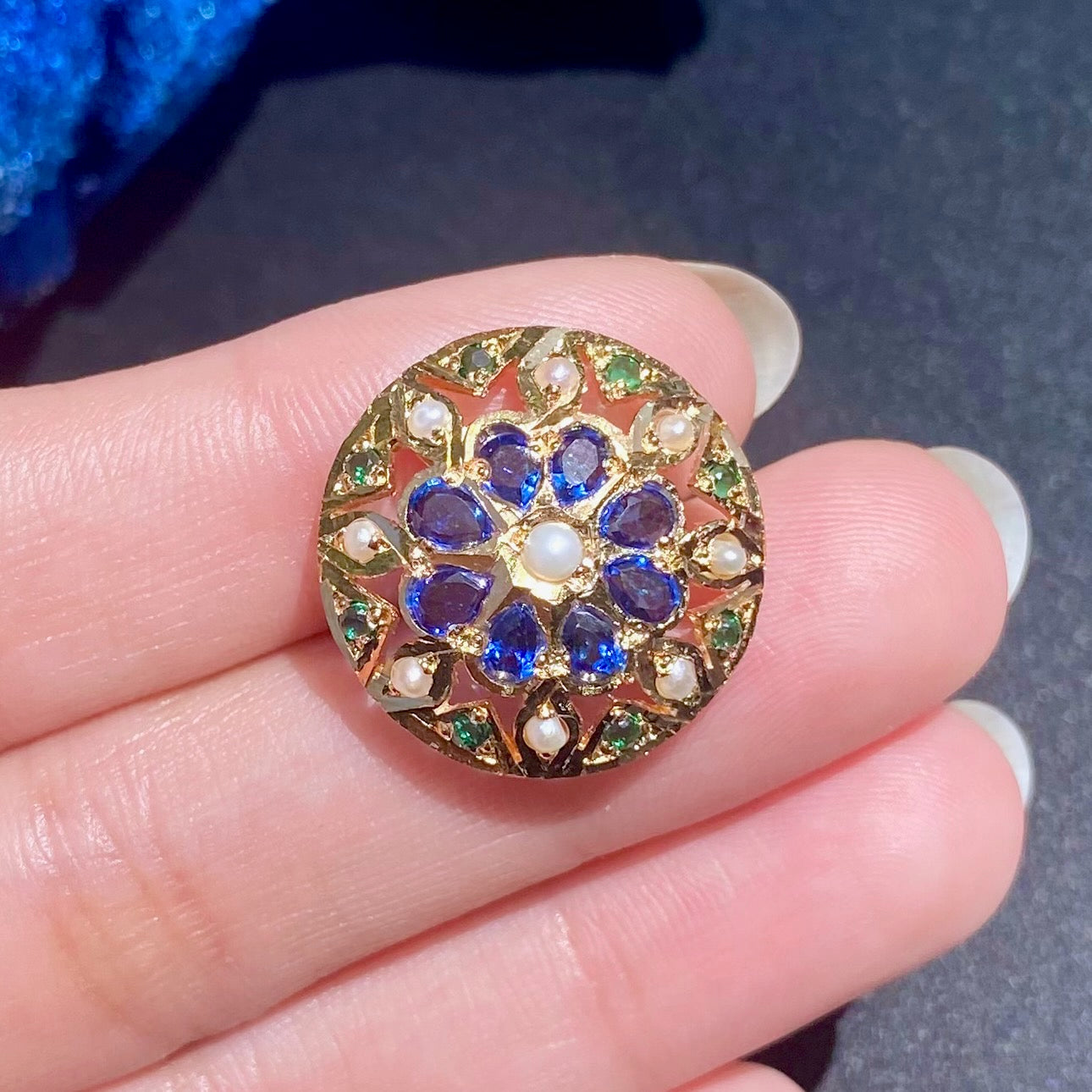 Premium 92.5 Silver Gold Plated Jewellery | Dainty Blue Indian Studs for Girls ER 467