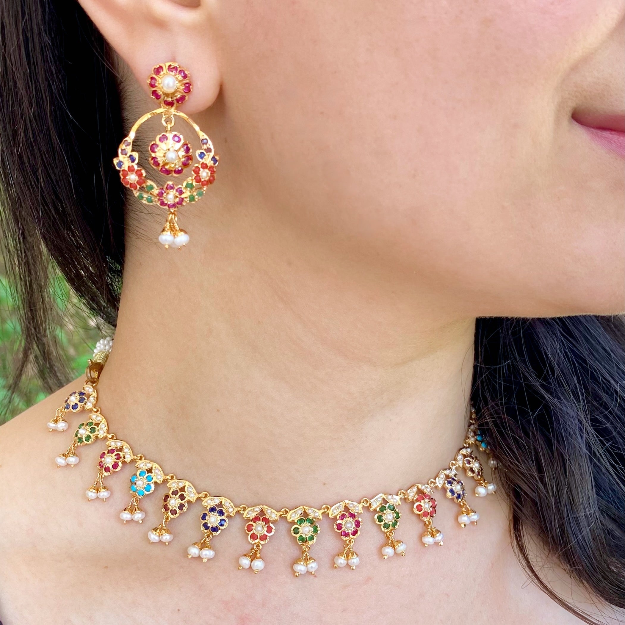 Elegant and Delicate Navaratna Set | Indian Navaratna Jewellery NS 238