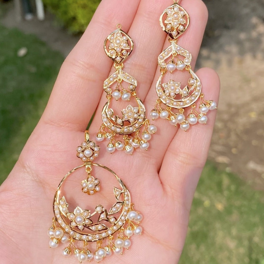 pearl locket set gold