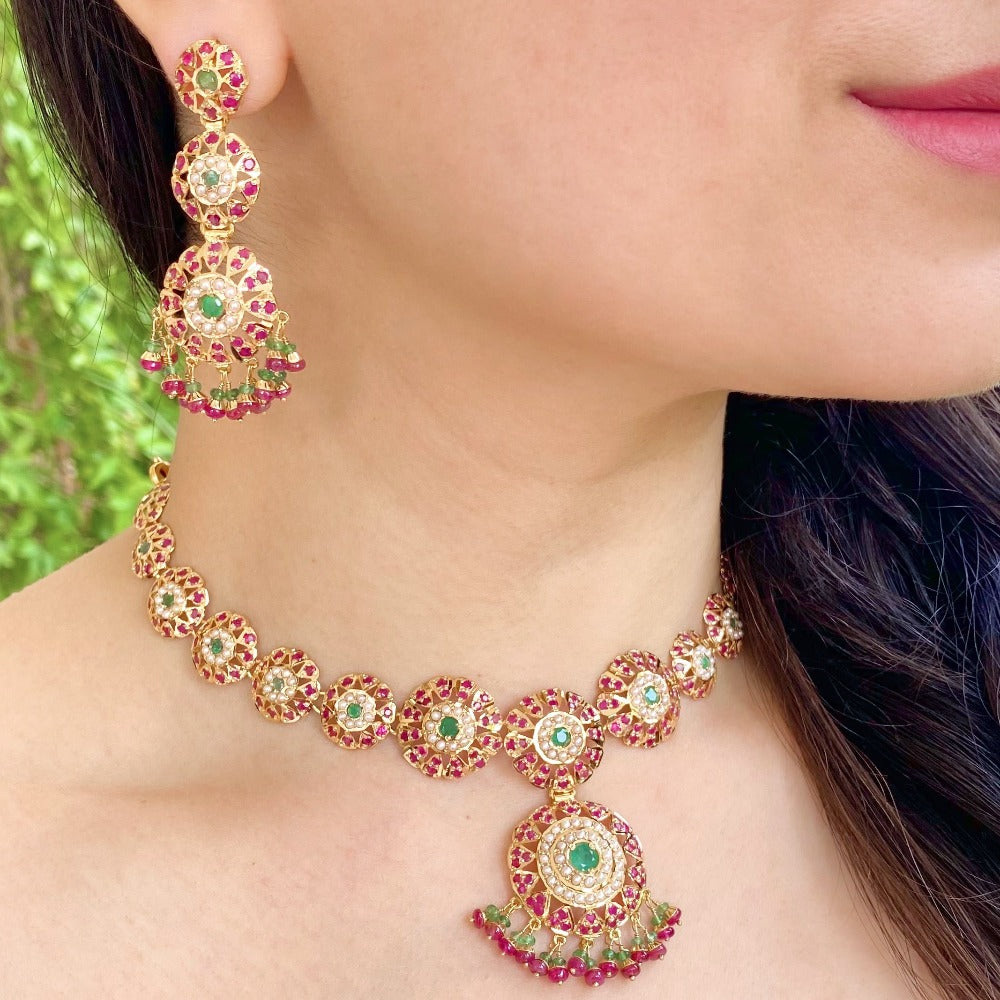light weight indian gold necklace set