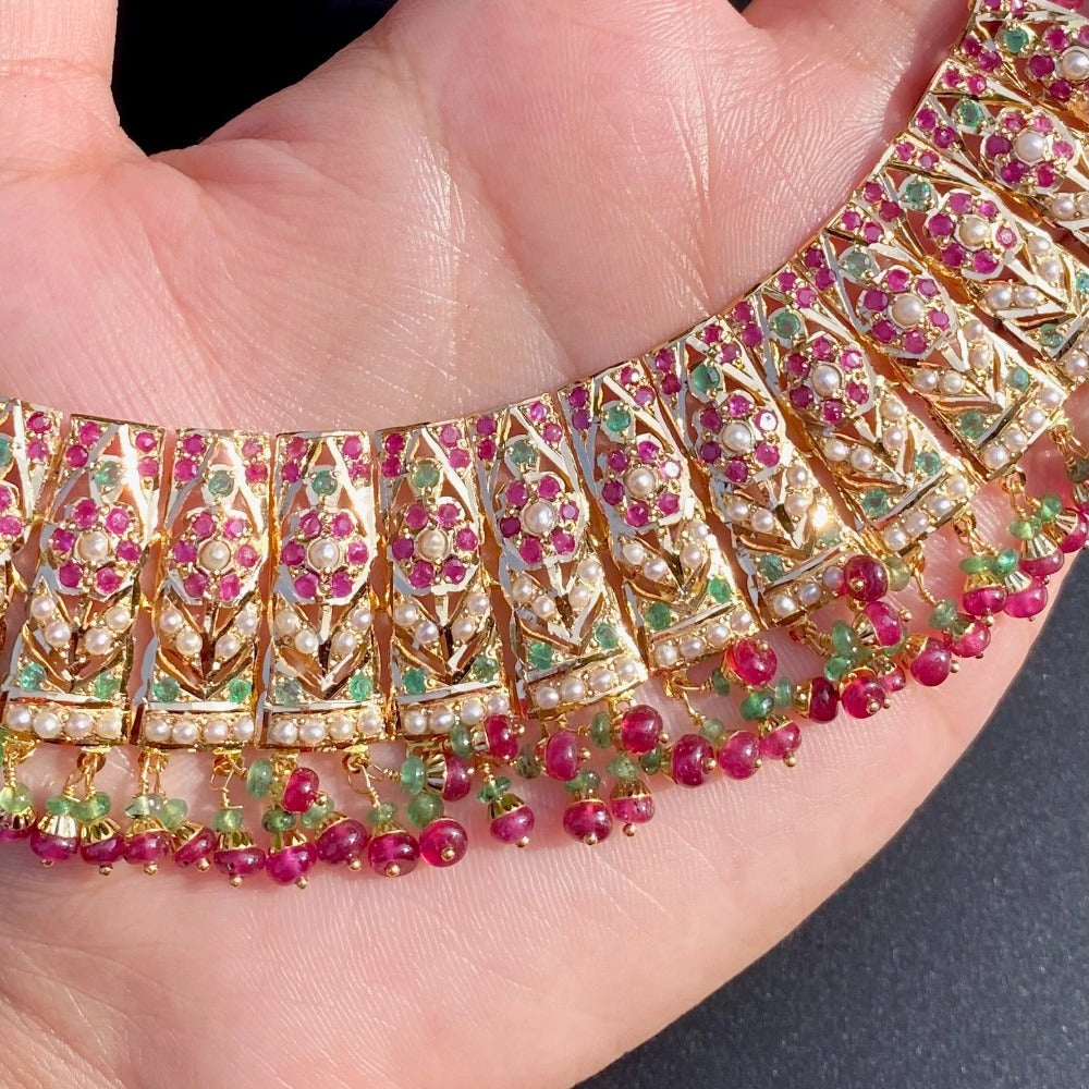 broad jadau necklace real gold