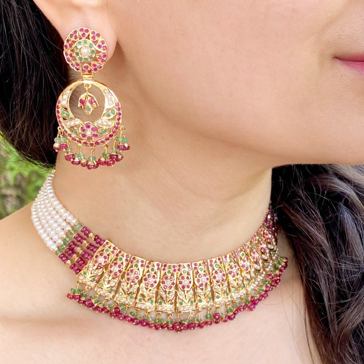 broad jadau necklace real gold
