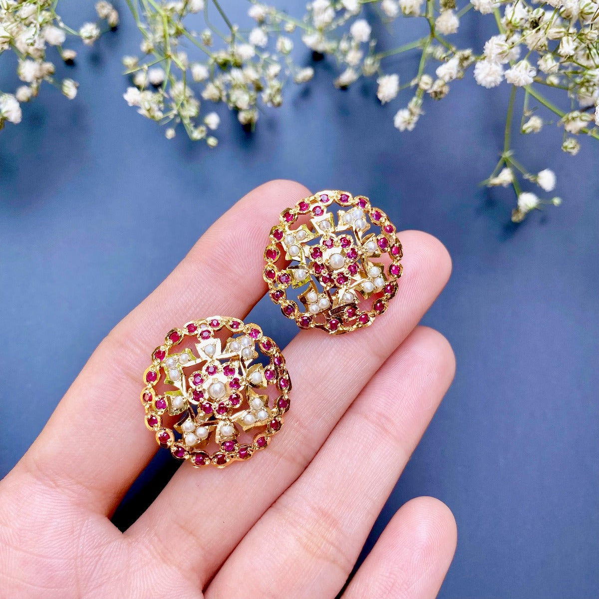 ruby pearl studs