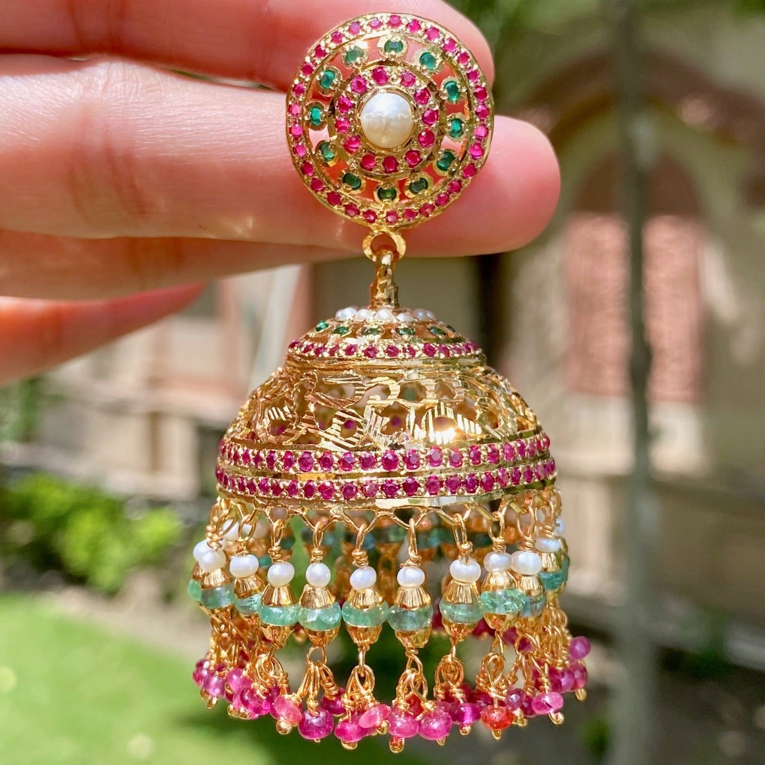 925 silver gold plated jhumka for women
