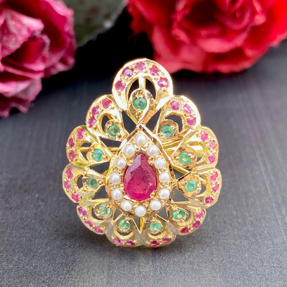 beautiful jadau ring gold