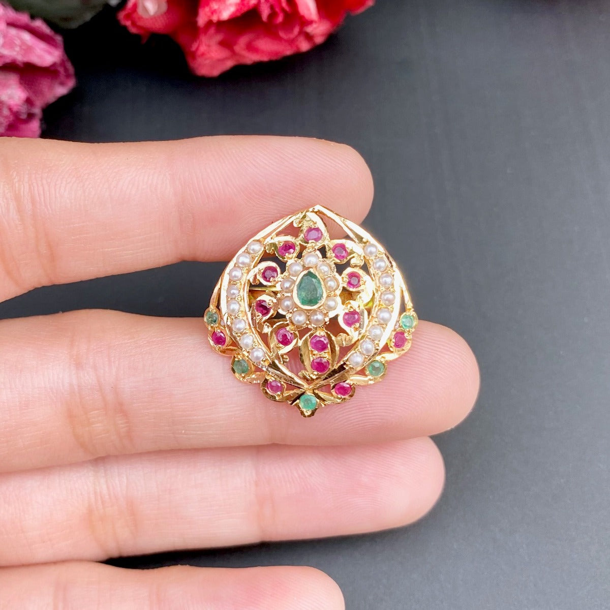 hyderabadi jadau gold ring