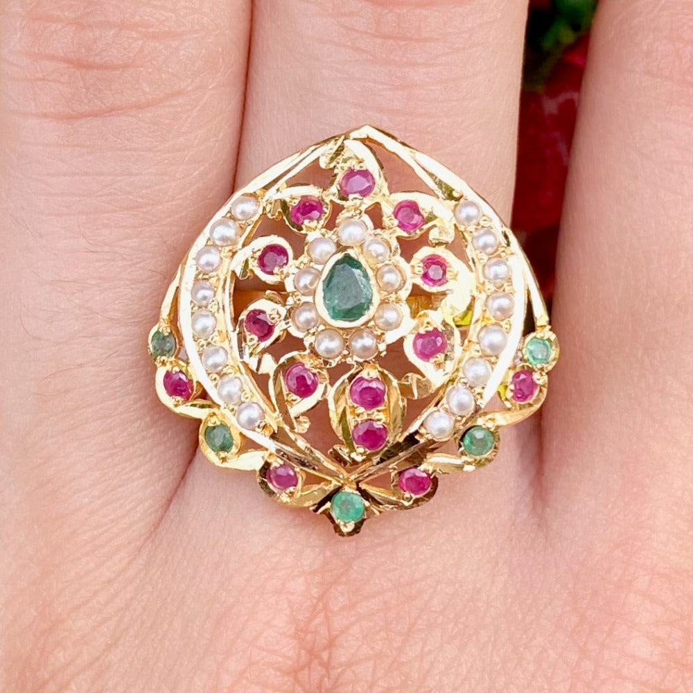 hyderabadi jadau gold ring