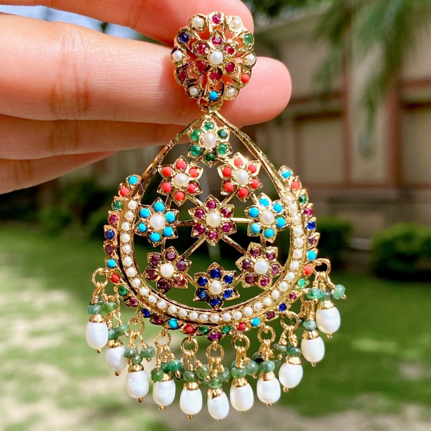 buy premium Navaratna earrings online