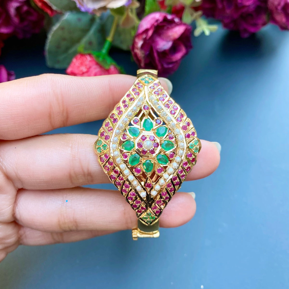 ruby emerald bracelet on real gold
