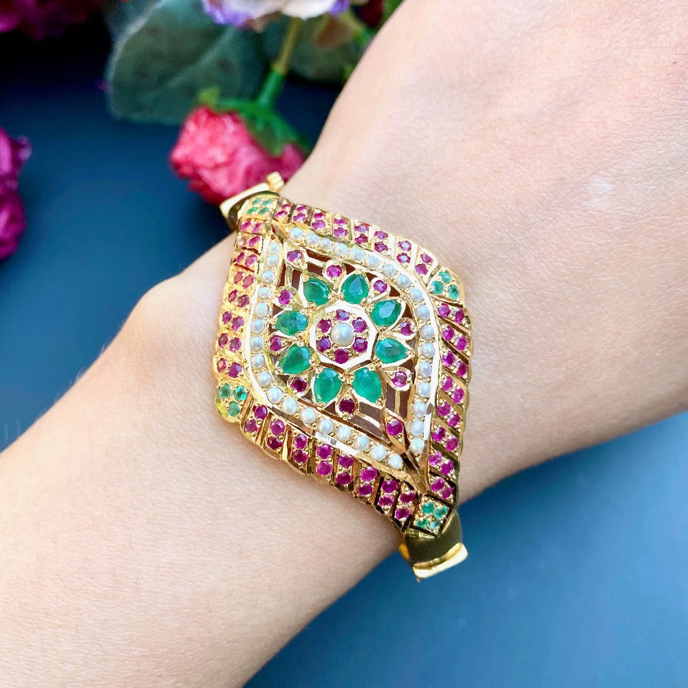 ruby emerald bracelet on real gold