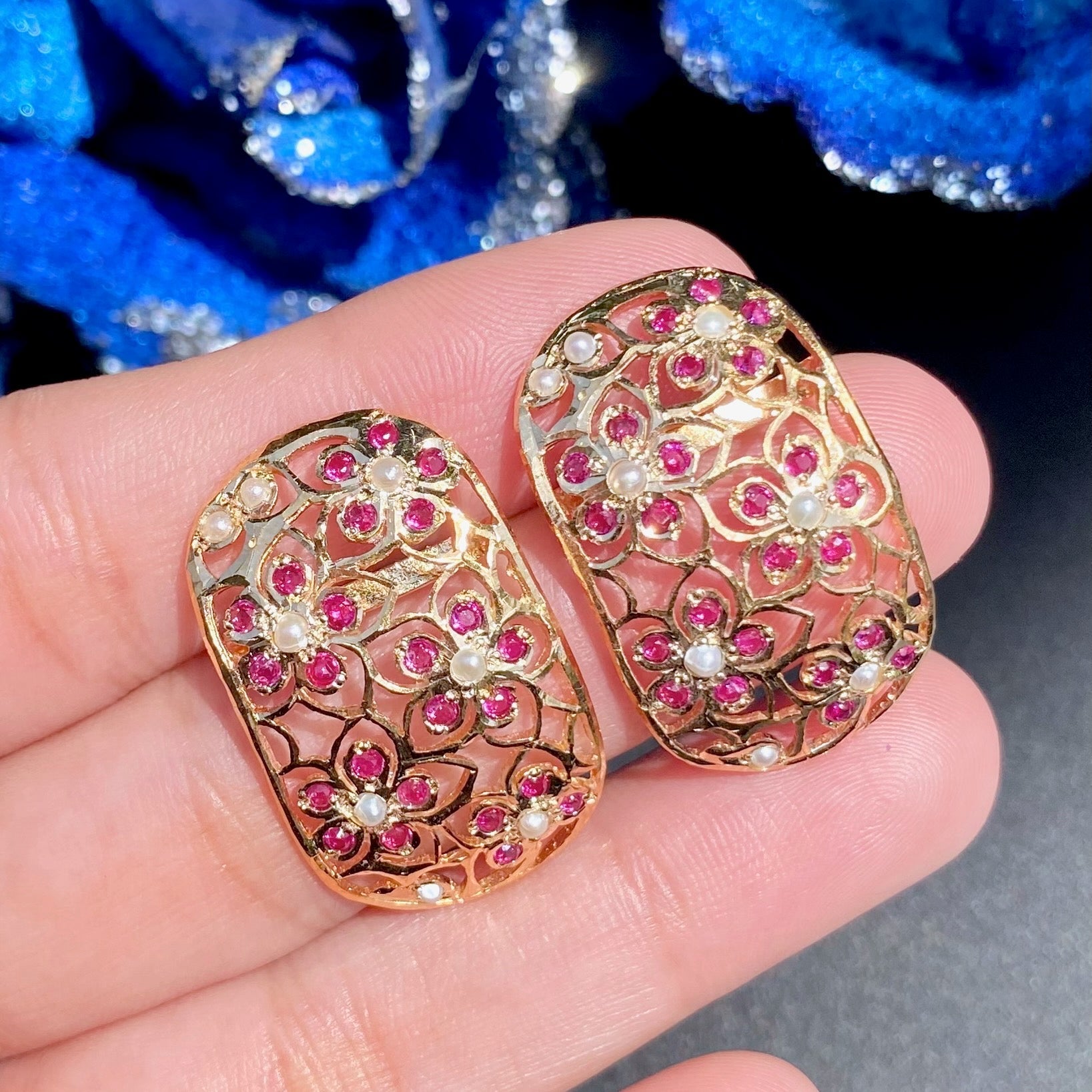 Ruby Stud Earrings | Indo-Western Studs | Modern & Trendy Design | ER 641