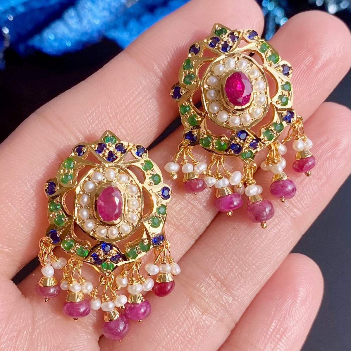 ruby emerald studs