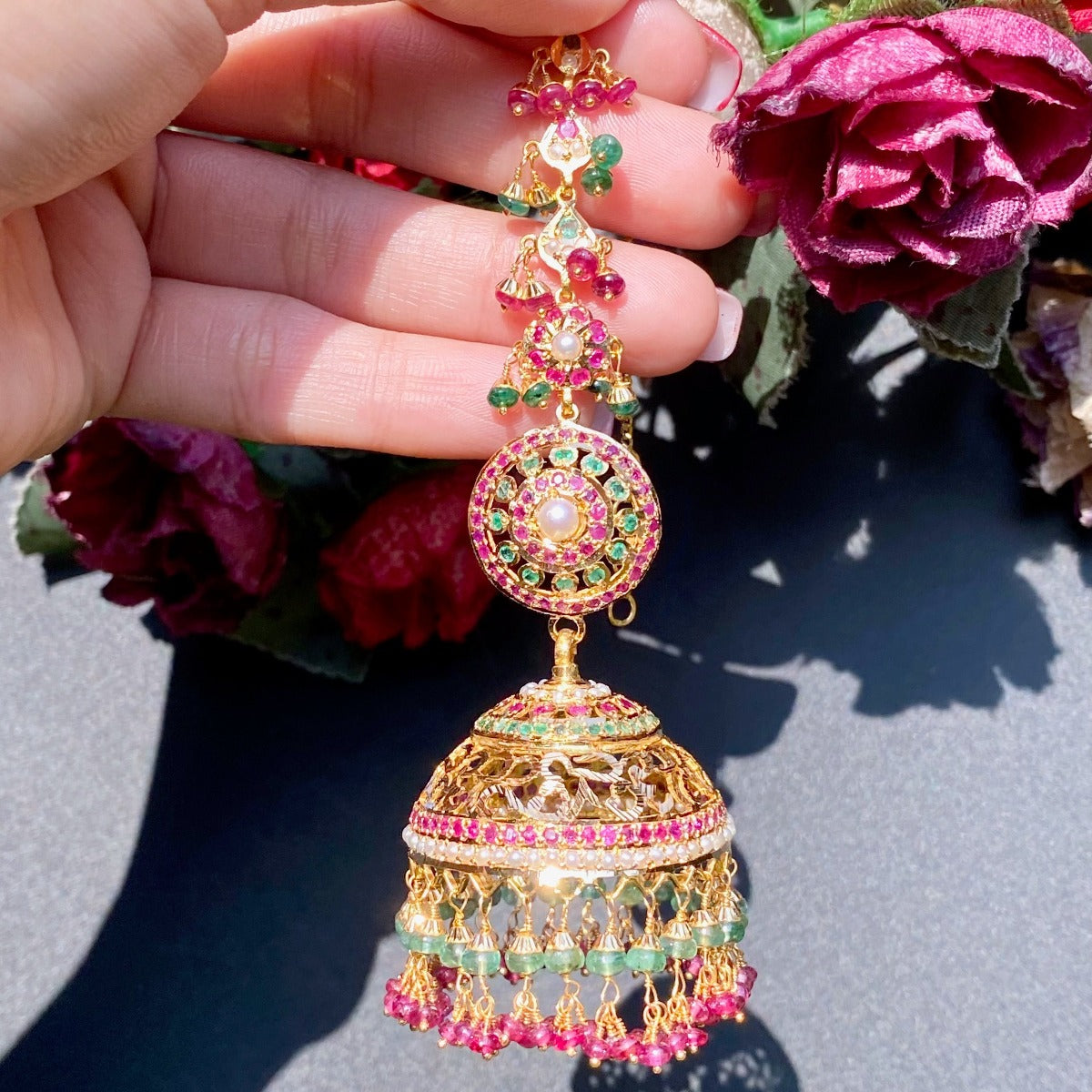bridal indian jhumka earrings 22k gold