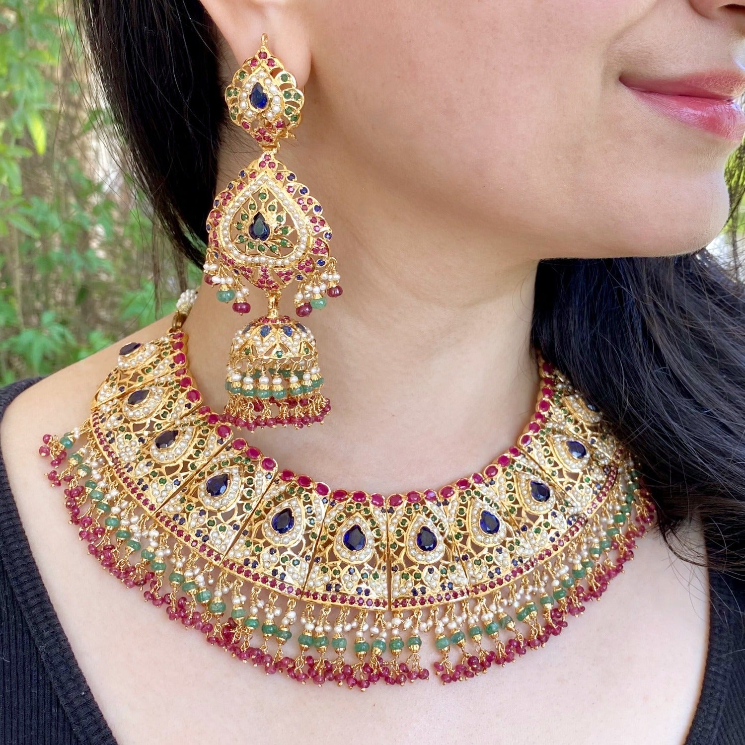 meermanka royal and heavy bridal jadau necklace for destination wedding