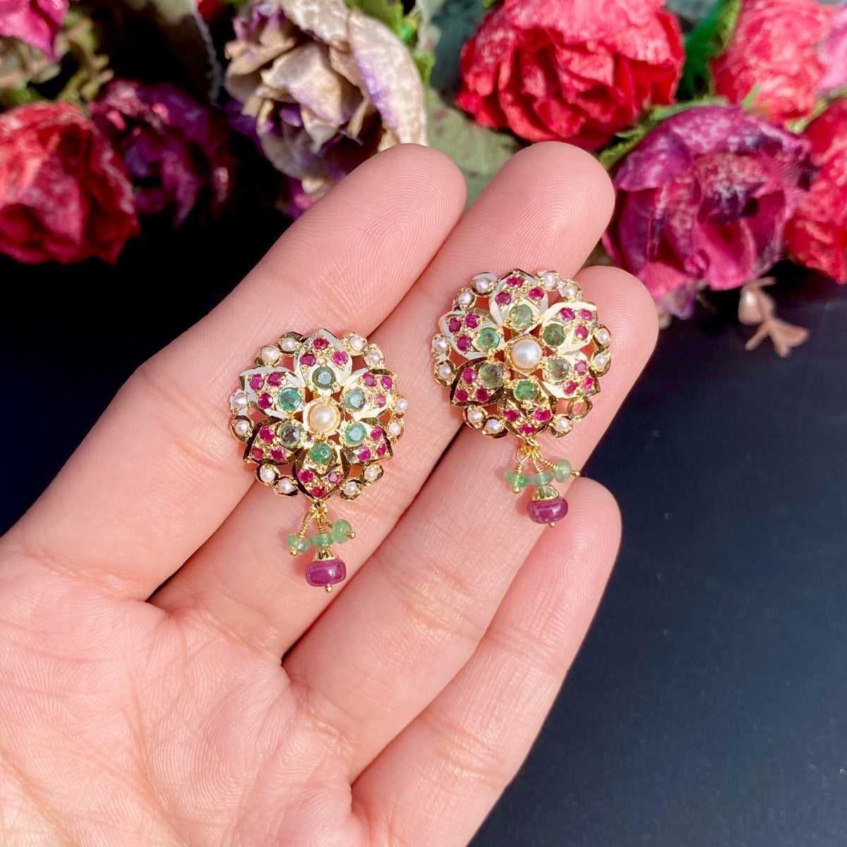 daily wear gold studs jadau