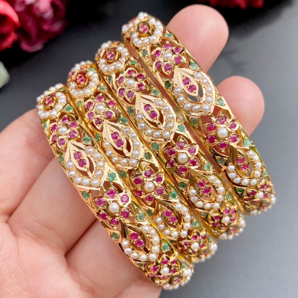 indian gold bangles stone studded