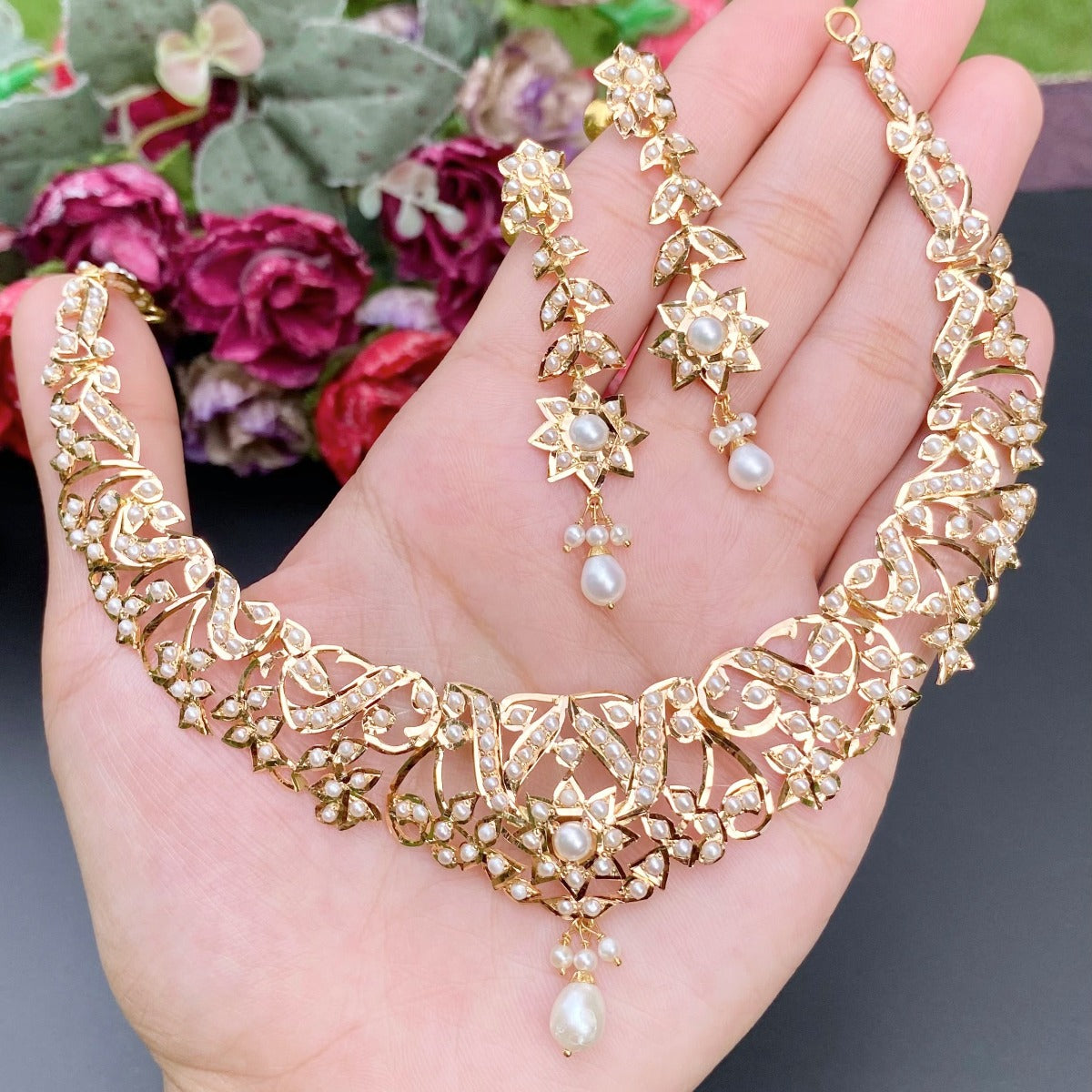 antique pearl set gold
