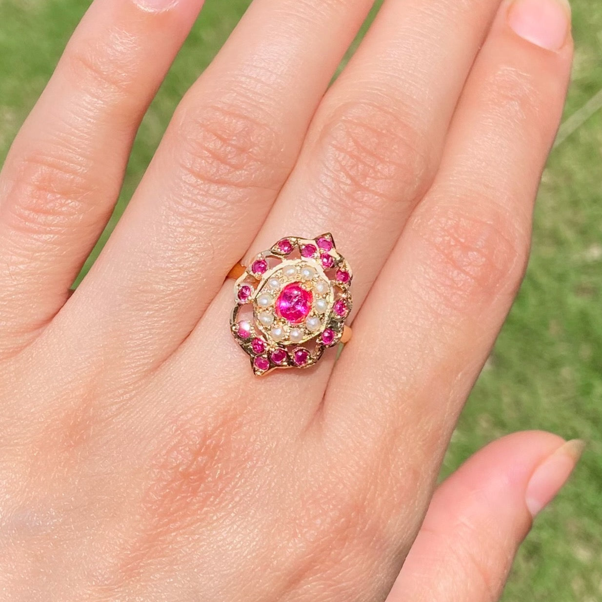 jadau ring gold plated on pure silver
